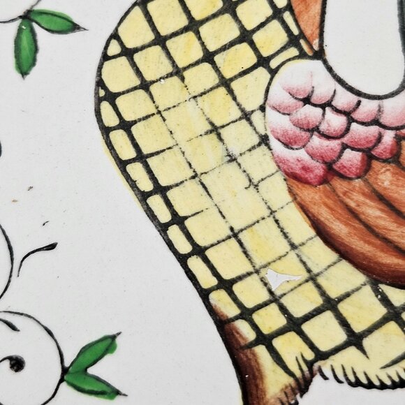 Early Provincial Dinner Plate Hand Painted Ceramic Rooster Roses UCAGCO Japan - Picture 6 of 10